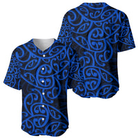 New Zealand Baseball Jersey Maori Pattern Blue LT6 - Polynesian Pride