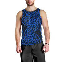 New Zealand Men Tank Top Maori Pattern Blue LT6 - Polynesian Pride