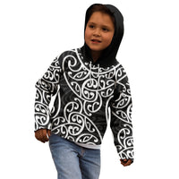 New Zealand Kid Hoodie Maori Pattern White LT6 - Polynesian Pride