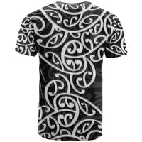 New Zealand T Shirt Maori Pattern White LT6 - Polynesian Pride