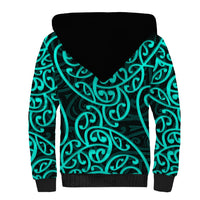 New Zealand Sherpa Hoodie Maori Pattern Turquoise LT6 - Polynesian Pride