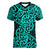 New Zealand Women V Neck T Shirt Maori Pattern Turquoise LT6 Female Green - Polynesian Pride