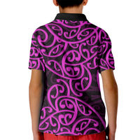 New Zealand Kid Polo Shirt Maori Pattern Purple LT6 - Polynesian Pride