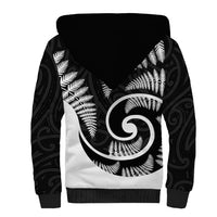 New Zealand Sherpa Hoodie Maori With Silver Fern White LT6 - Polynesian Pride