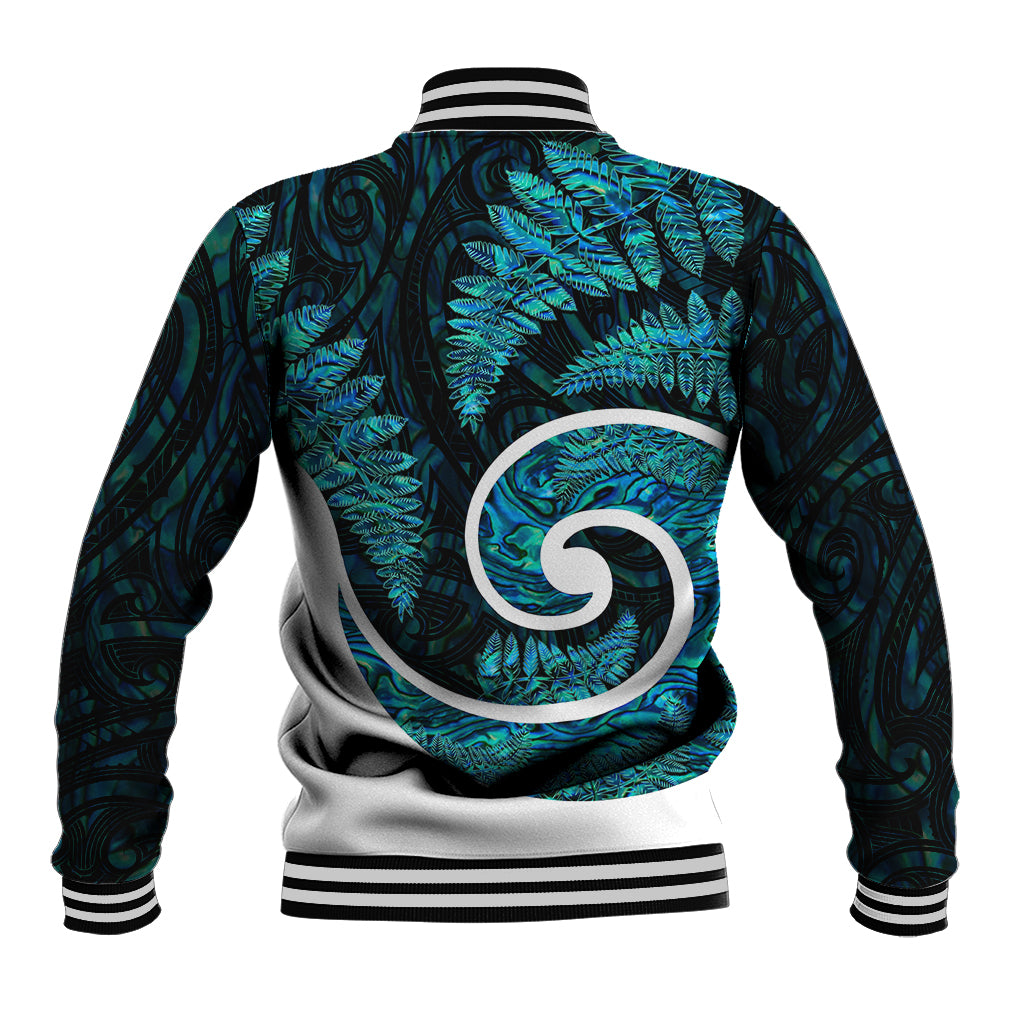 New Zealand Baseball Jacket Maori With Silver Fern Papua Shell Green Ver.1 LT6 - Polynesian Pride