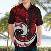 New Zealand Hawaiian Shirt Maori With Silver Fern Red LT6 - Polynesian Pride