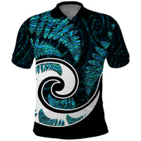 New Zealand Polo Shirt Maori With Silver Fern Papua Shell Green Ver.2 LT6 Green - Polynesian Pride