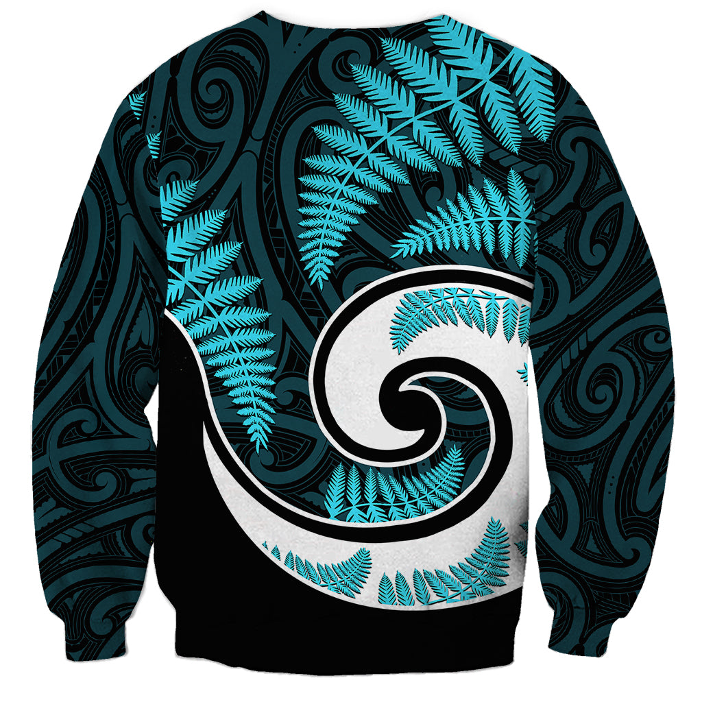 New Zealand Sweatshirt Maori With Silver Fern Light Blue LT6 - Polynesian Pride
