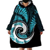 New Zealand Wearable Blanket Hoodie Maori With Silver Fern Light Blue LT6 - Polynesian Pride