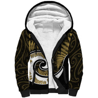 New Zealand Sherpa Hoodie Maori With Silver Fern Gold LT6 Unisex Gold - Polynesian Pride