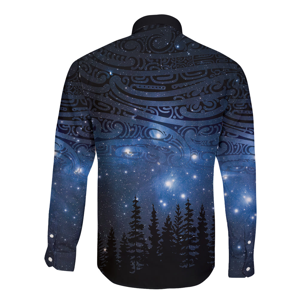 Matariki Te Tau Hou Māori Long Sleeve Button Shirt New Zealand Starry Sky