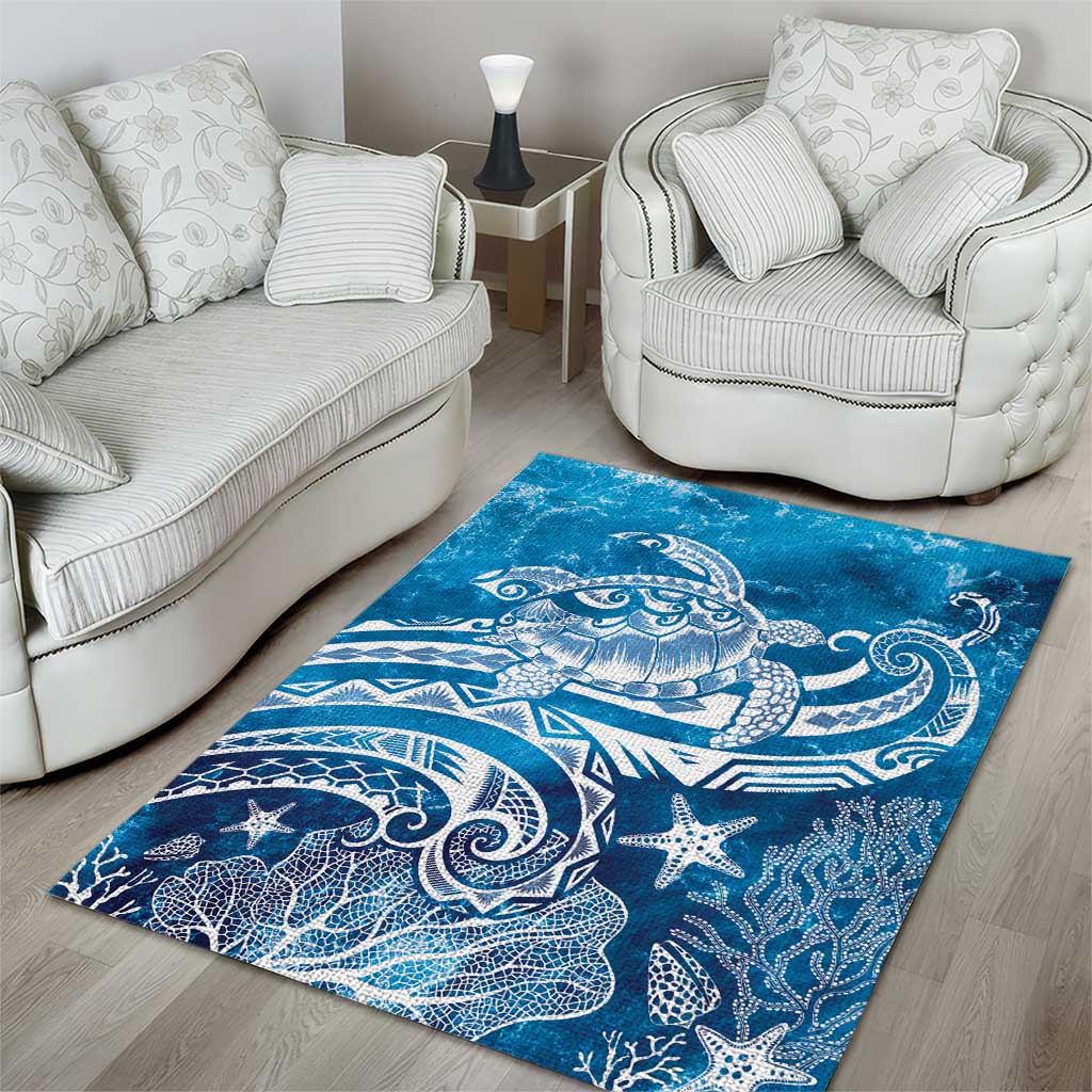 World Ocean Day Polynesian Pattern Area Rug Crystal Waves