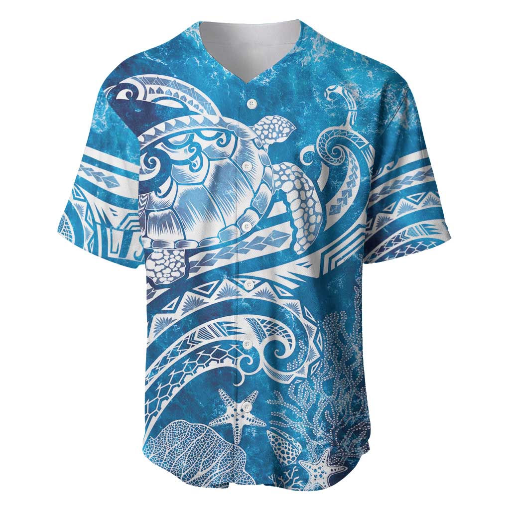 World Ocean Day Polynesian Pattern Baseball Jersey Crystal Waves