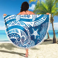 World Ocean Day Polynesian Pattern Beach Blanket Crystal Waves