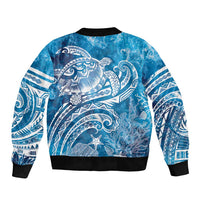 World Ocean Day Polynesian Pattern Bomber Jacket Crystal Waves