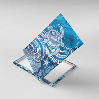 World Ocean Day Polynesian Pattern Canvas Wall Art Crystal Waves LT7 With Frame Blue - Polynesian Pride