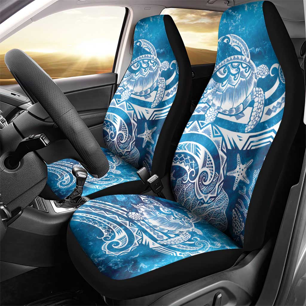 World Ocean Day Polynesian Pattern Car Seat Cover Crystal Waves