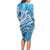 World Ocean Day Polynesian Pattern Family Matching Long Sleeve Bodycon Dress and Hawaiian Shirt Crystal Waves