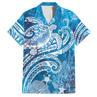 World Ocean Day Polynesian Pattern Family Matching Off The Shoulder Long Sleeve Dress and Hawaiian Shirt Crystal Waves