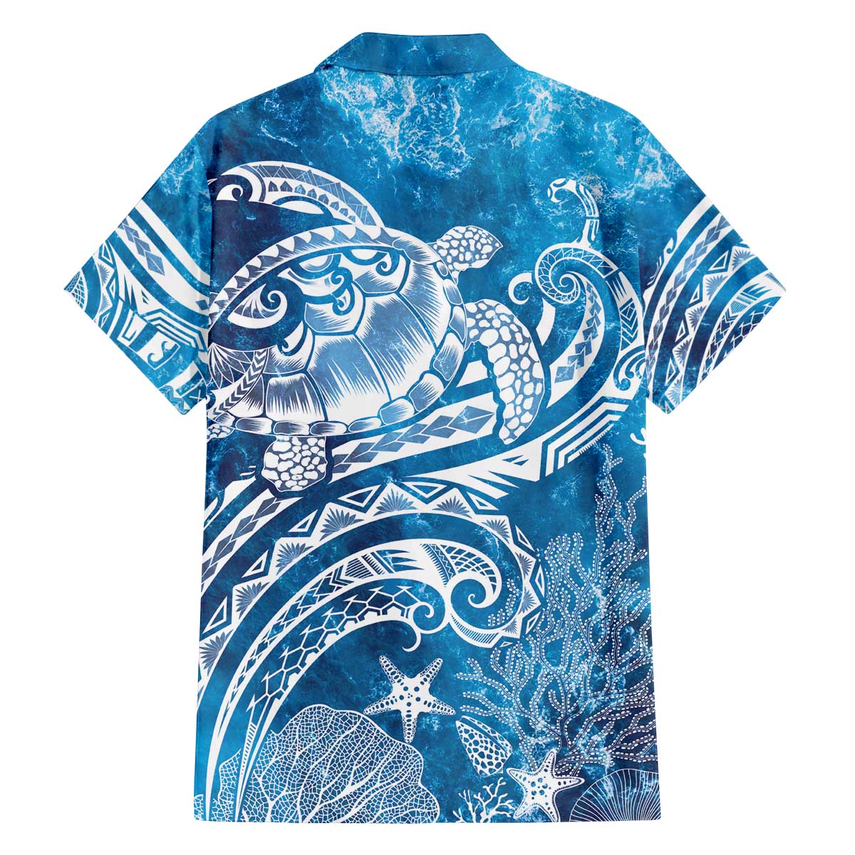 World Ocean Day Polynesian Pattern Family Matching Off The Shoulder Long Sleeve Dress and Hawaiian Shirt Crystal Waves
