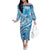 World Ocean Day Polynesian Pattern Family Matching Off The Shoulder Long Sleeve Dress and Hawaiian Shirt Crystal Waves
