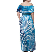 World Ocean Day Polynesian Pattern Family Matching Off Shoulder Maxi Dress and Hawaiian Shirt Crystal Waves