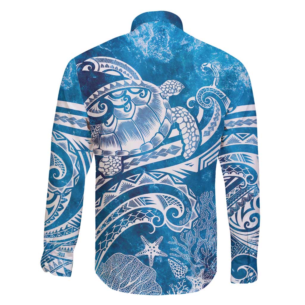 World Ocean Day Polynesian Pattern Family Matching Tank Maxi Dress and Hawaiian Shirt Crystal Waves