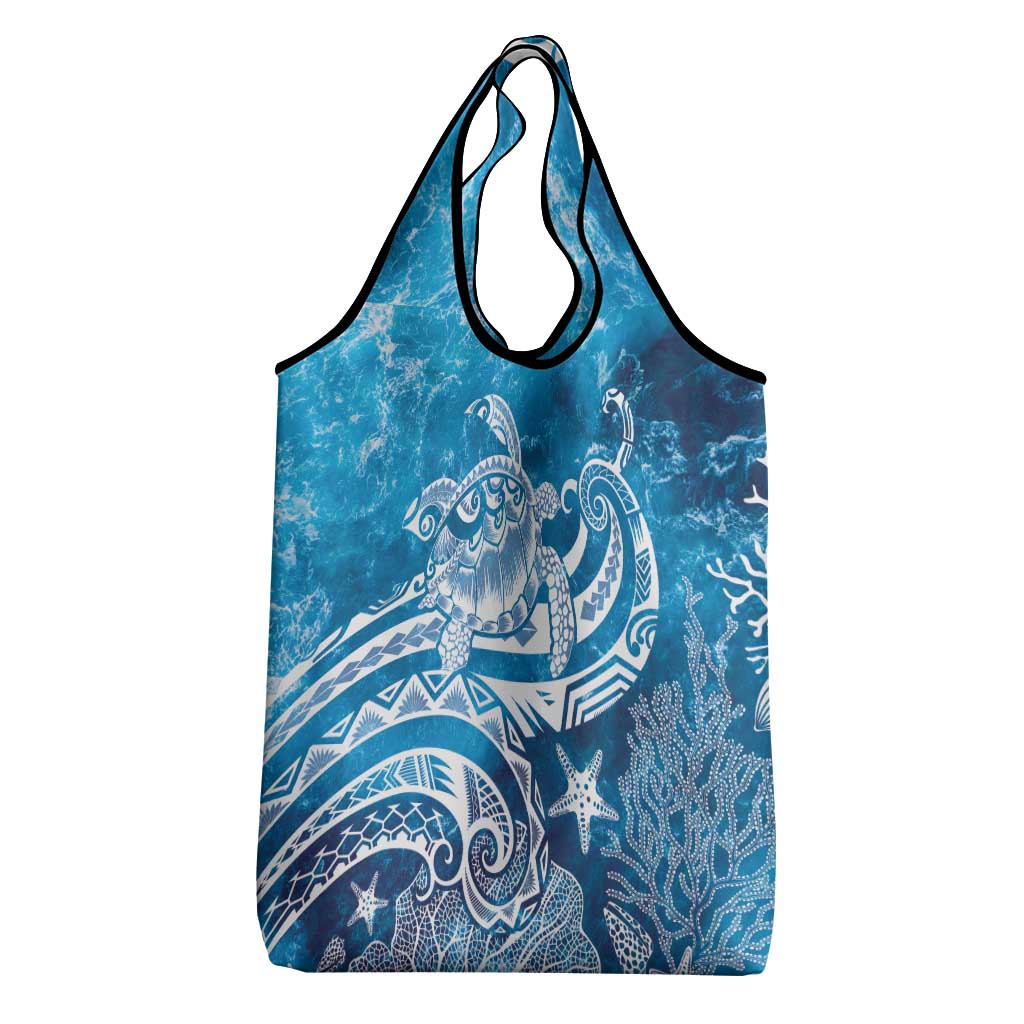 World Ocean Day Polynesian Pattern Grocery Bag Crystal Waves
