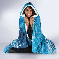 World Ocean Day Polynesian Pattern Hooded Blanket Crystal Waves