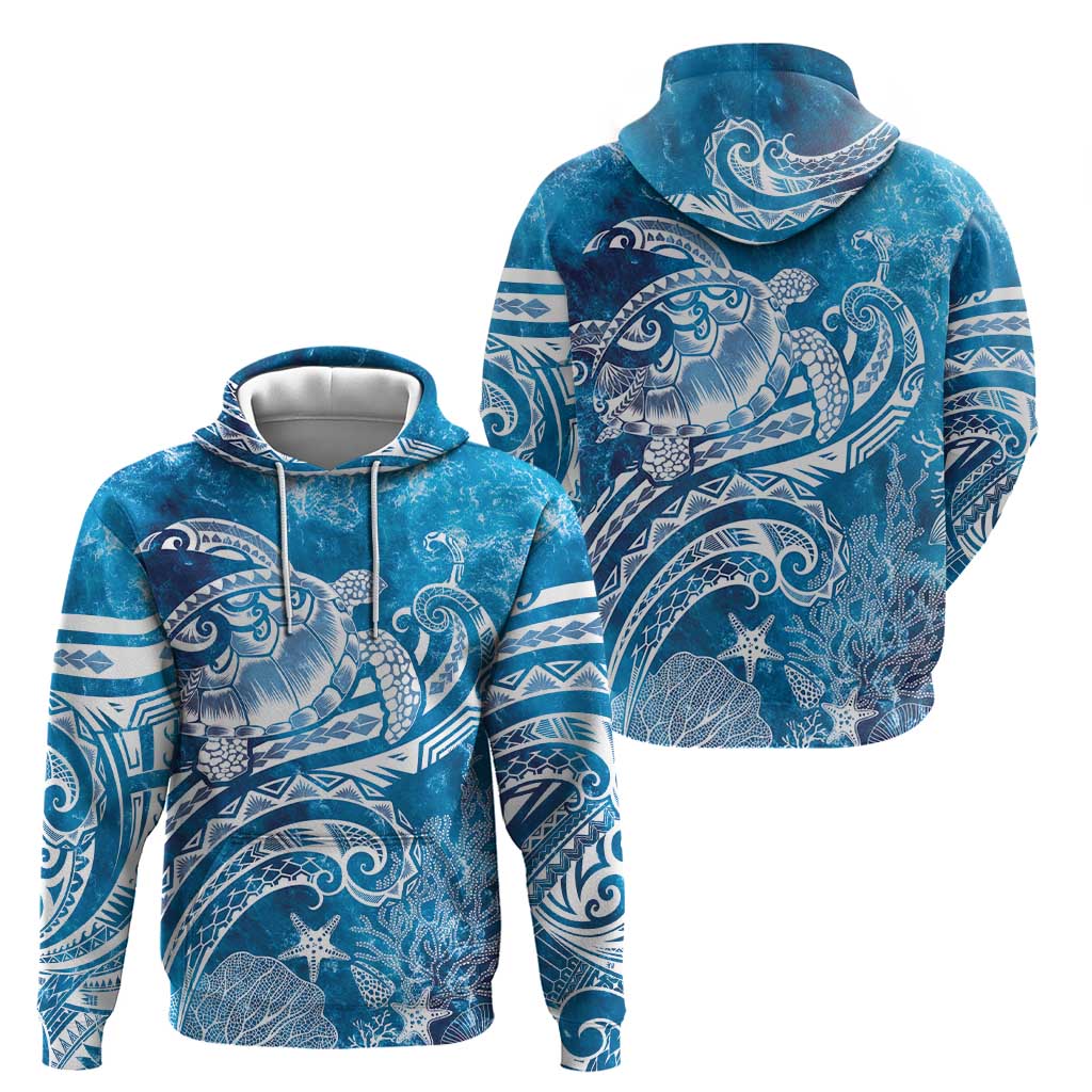 World Ocean Day Polynesian Pattern Hoodie Crystal Waves