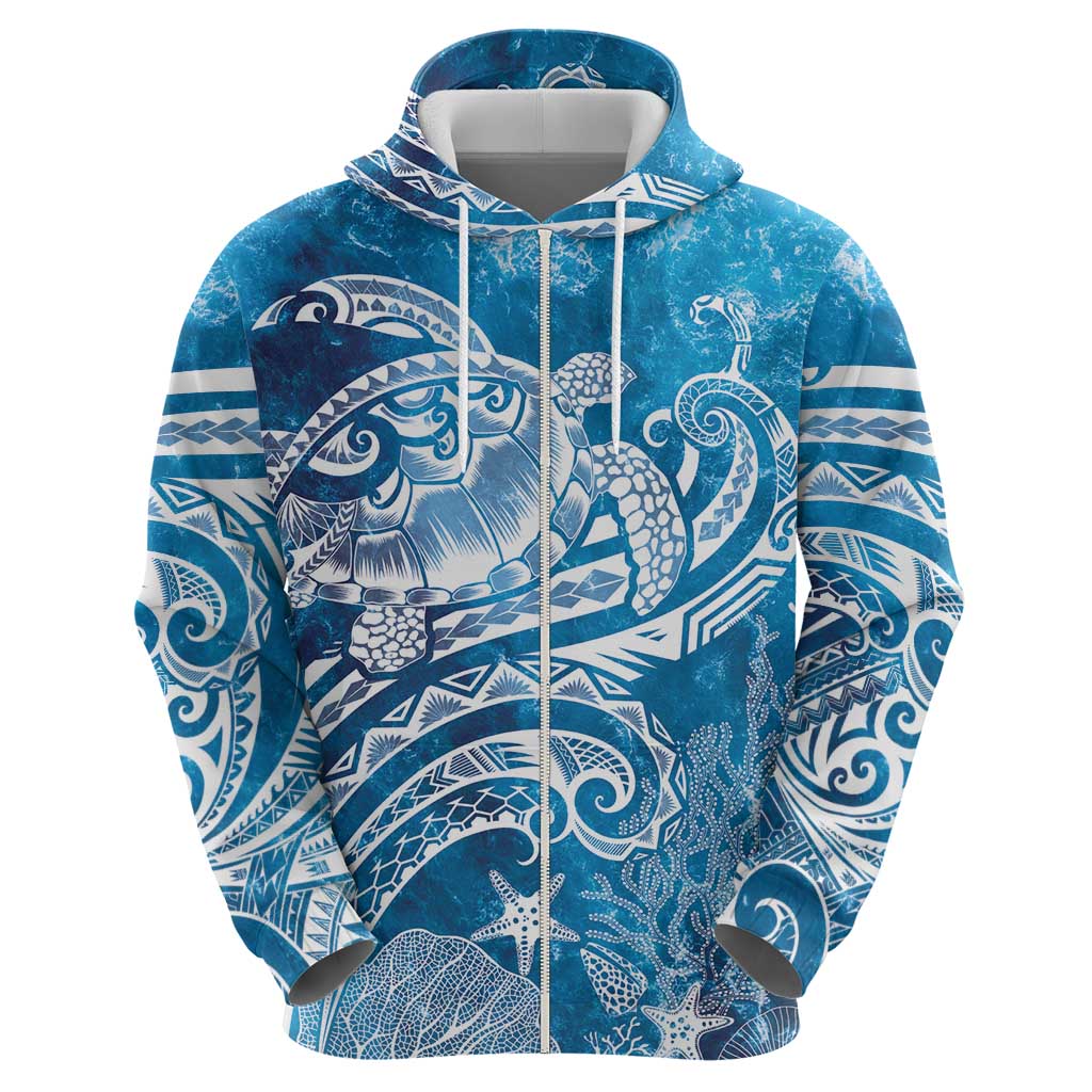 World Ocean Day Polynesian Pattern Hoodie Crystal Waves