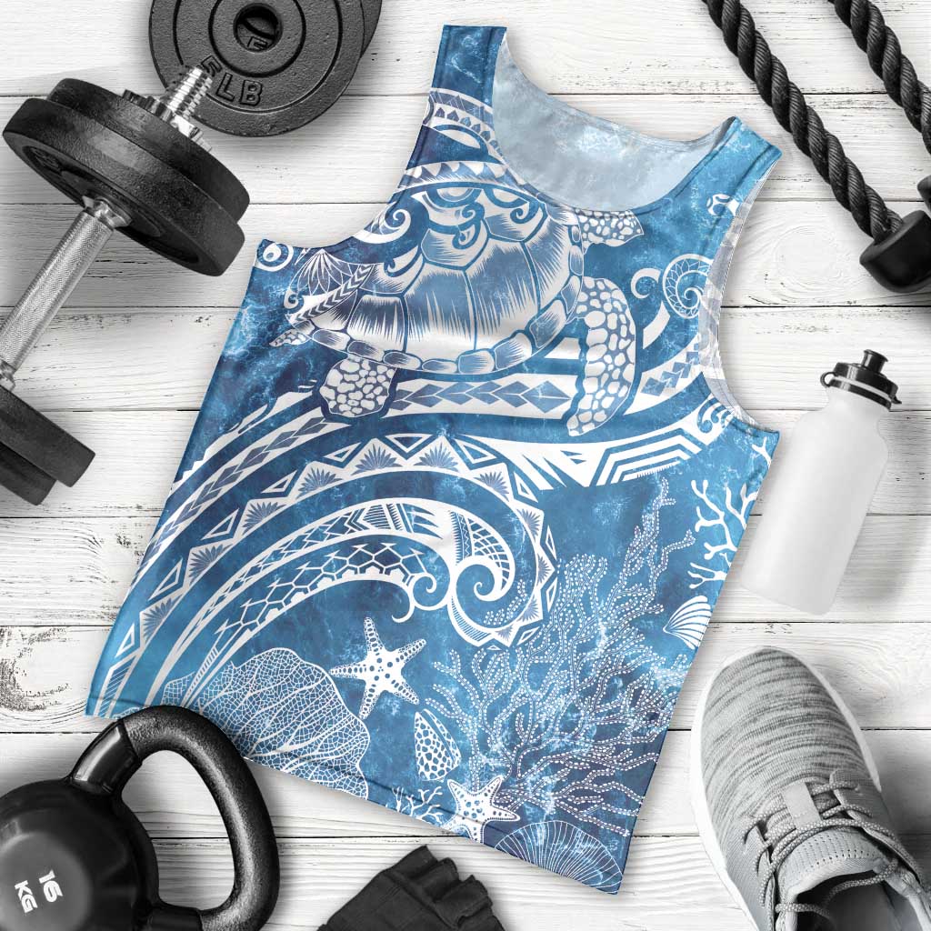 World Ocean Day Polynesian Pattern Men Tank Top Crystal Waves