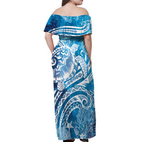 World Ocean Day Polynesian Pattern Off Shoulder Maxi Dress Crystal Waves