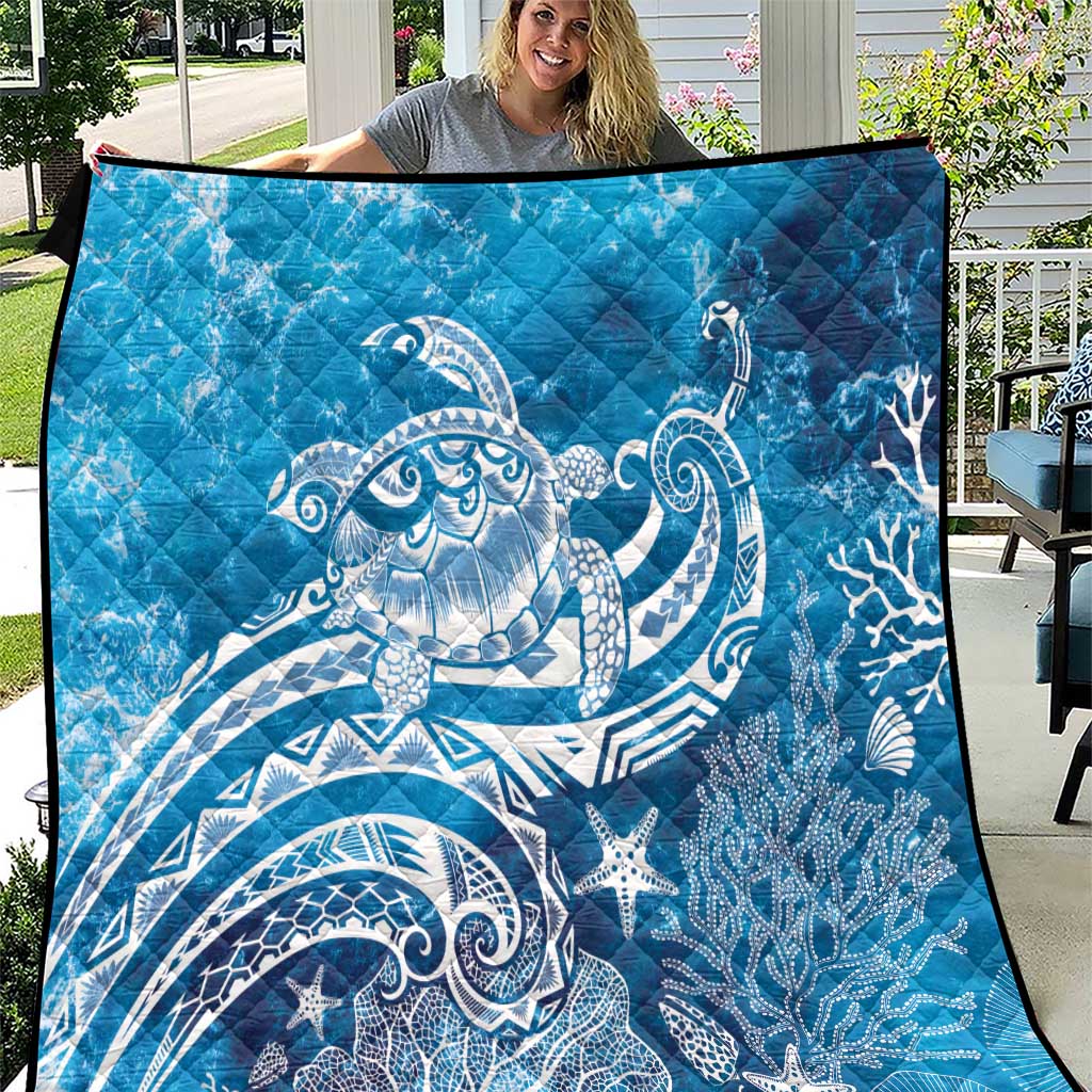 World Ocean Day Polynesian Pattern Quilt Crystal Waves LT7 Blue - Polynesian Pride