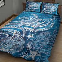 World Ocean Day Polynesian Pattern Quilt Bed Set Crystal Waves