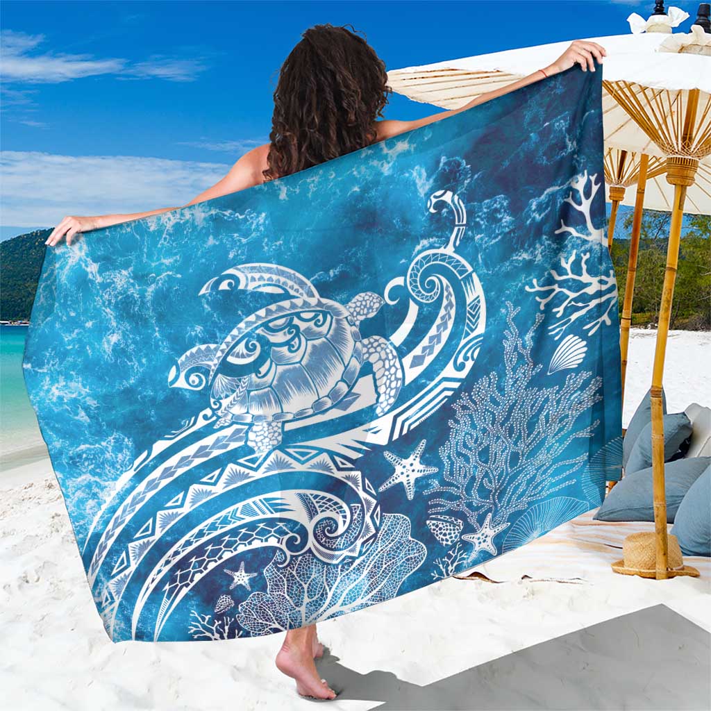 World Ocean Day Polynesian Pattern Sarong Crystal Waves LT7 One Size 44 x 66 inches Blue - Polynesian Pride