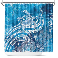 World Ocean Day Polynesian Pattern Shower Curtain Crystal Waves