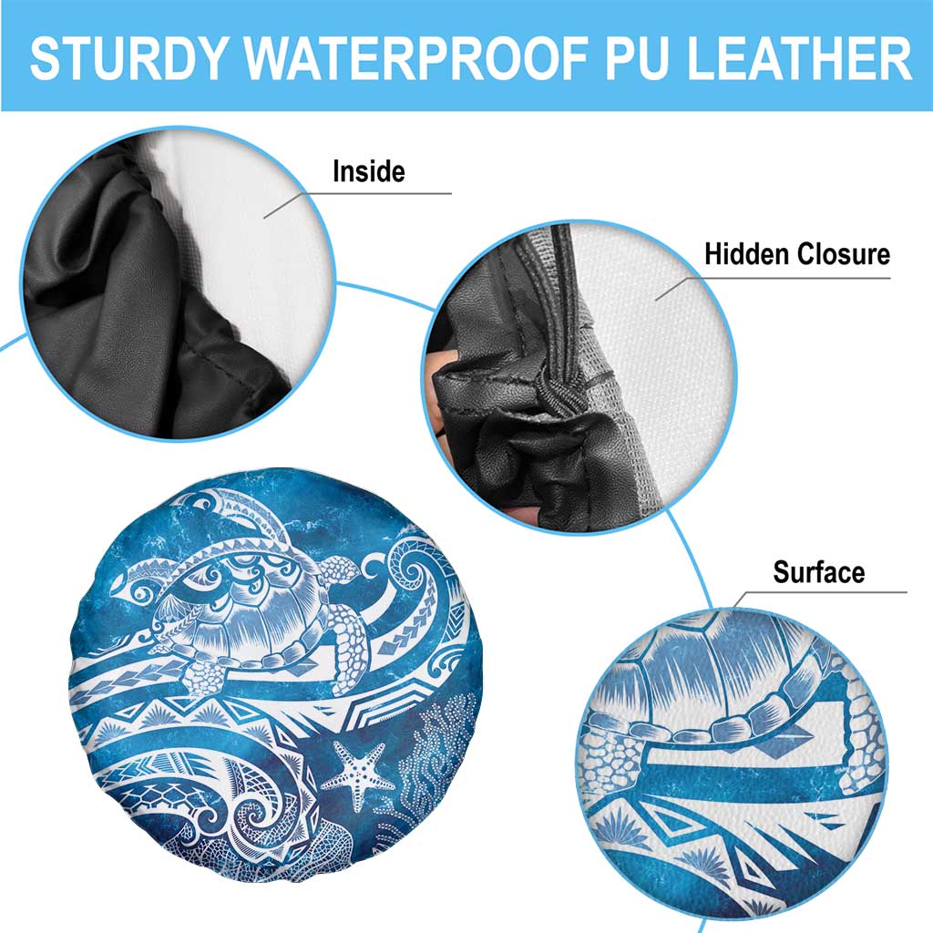 World Ocean Day Polynesian Pattern Spare Tire Cover Crystal Waves