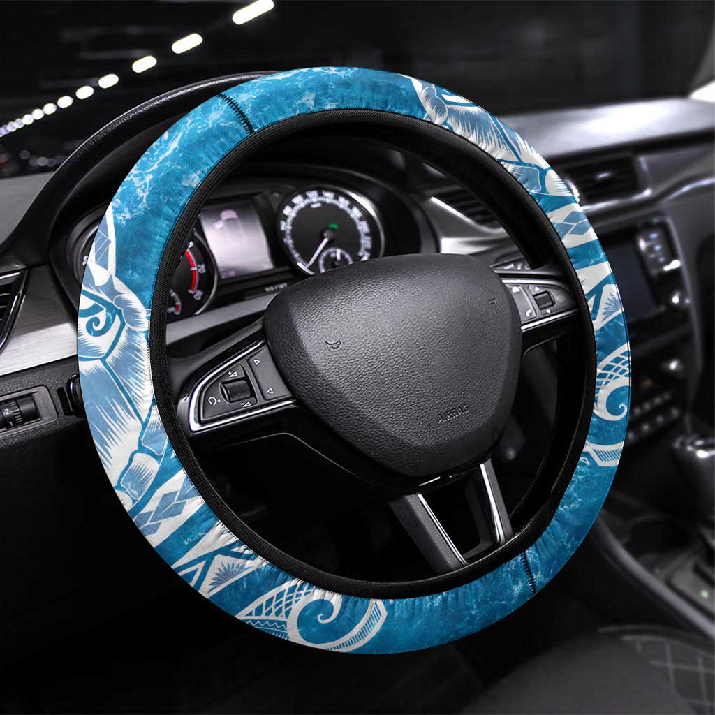 World Ocean Day Polynesian Pattern Steering Wheel Cover Crystal Waves