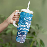 World Ocean Day Polynesian Pattern Tumbler With Handle Crystal Waves