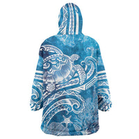 World Ocean Day Polynesian Pattern Wearable Blanket Hoodie Crystal Waves