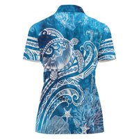 World Ocean Day Polynesian Pattern Women Polo Shirt Crystal Waves