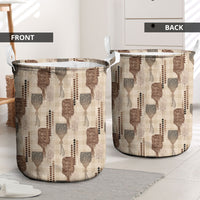 Aloha Hawaii Vintage Kahili Pa'a Lima Laundry Basket Palaka Print Cozy Beige