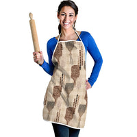 Aloha Hawaii Vintage Kahili Pa'a Lima Apron Palaka Print Cozy Beige