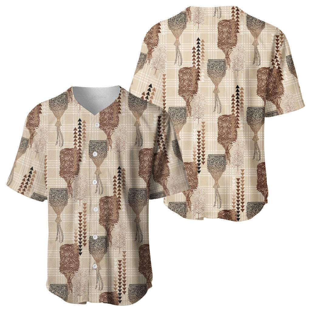 Aloha Hawaii Vintage Kahili Pa'a Lima Baseball Jersey Palaka Print Cozy Beige