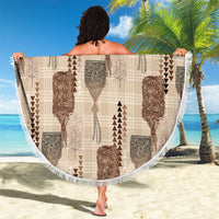 Aloha Hawaii Vintage Kahili Pa'a Lima Beach Blanket Palaka Print Cozy Beige