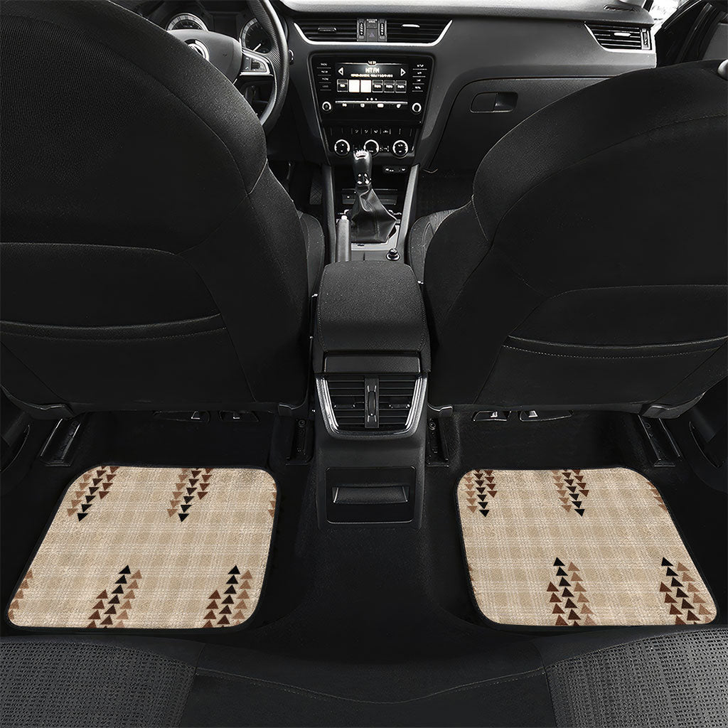 Aloha Hawaii Vintage Kahili Pa'a Lima Car Mats Palaka Print Cozy Beige