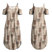 Aloha Hawaii Vintage Kahili Pa'a Lima Couples Matching Summer Maxi Dress and Hawaiian Shirt Palaka Print Cozy Beige
