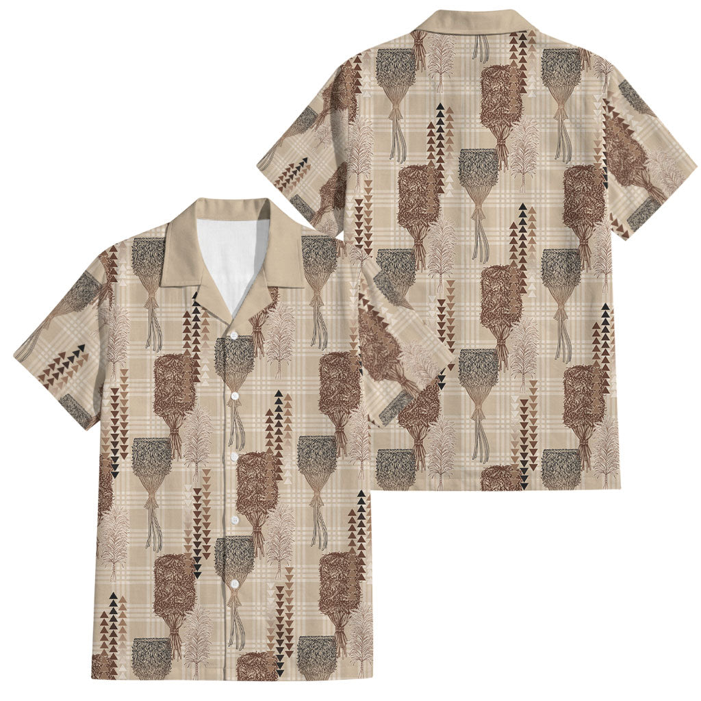 Aloha Hawaii Vintage Kahili Pa'a Lima Family Matching Long Sleeve Bodycon Dress and Hawaiian Shirt Palaka Print Cozy Beige