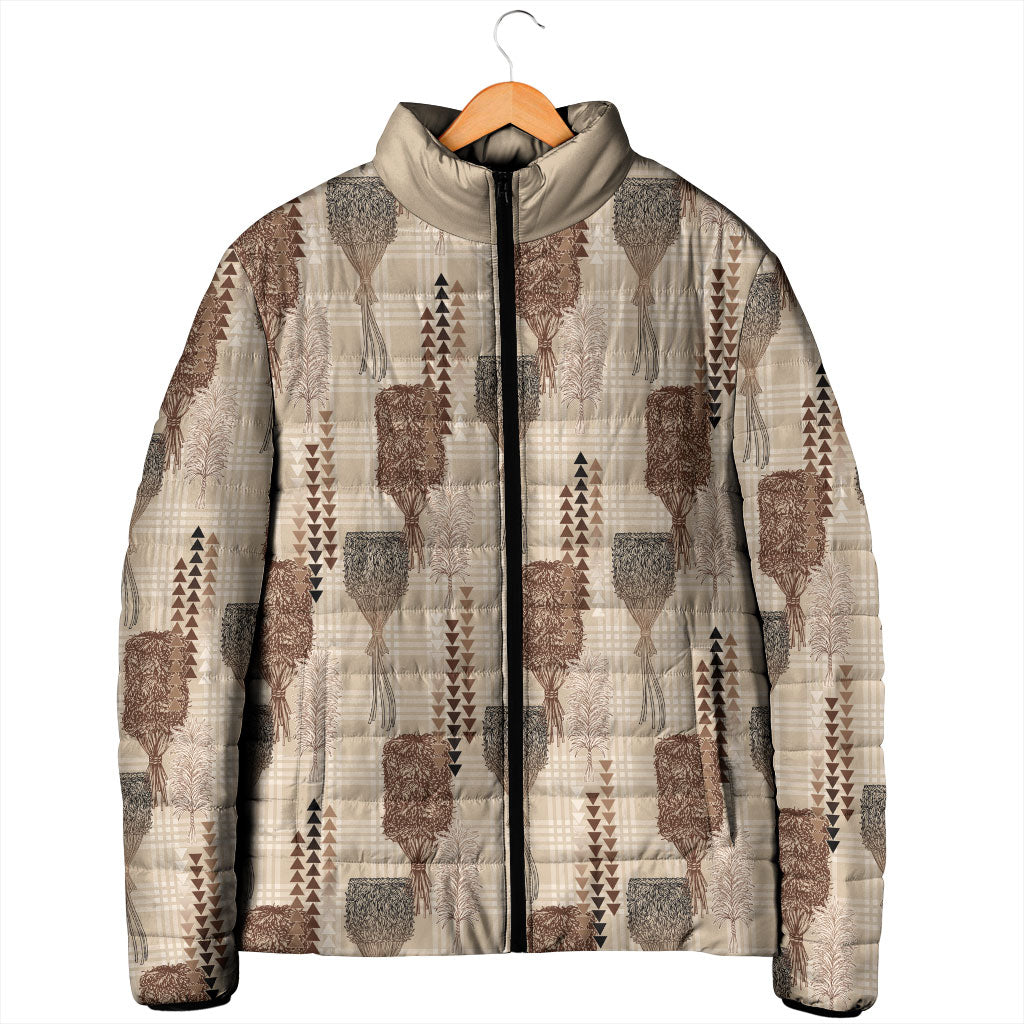 Aloha Hawaii Vintage Kahili Pa'a Lima Padded Jacket Palaka Print Cozy Beige